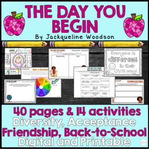 The Day You Begin Back to School and SEL Elementary Activities