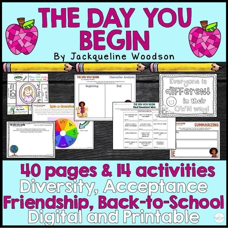 The Day You Begin Back to School and SEL Elementary Activities