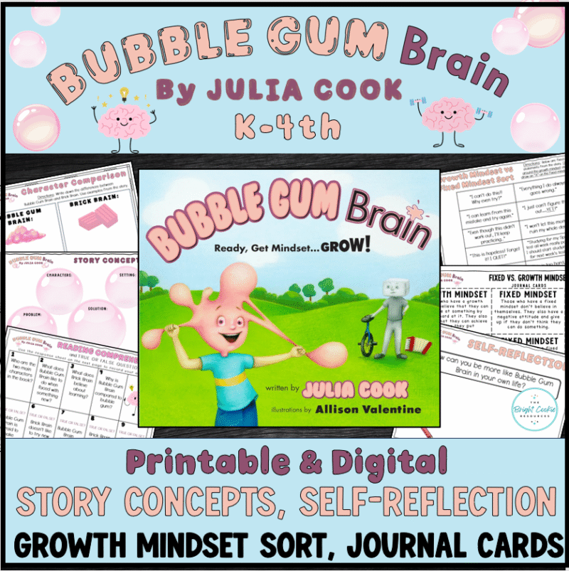 Bubblegum Brain Growth Mindset SEL Book Companion - The Bright Cookie
