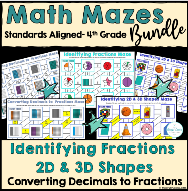 4th Grade Math Concepts Mazes - The Bright Cookie