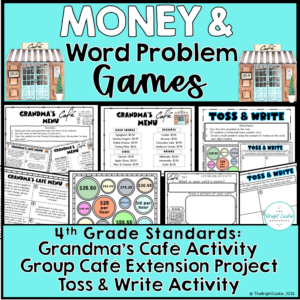 Money Word Problem Activities- Math Cafe Menu Project