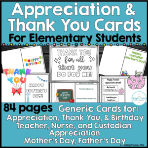 Thank You Cards Elementary Teacher Appreciation, Nurse, Mother's Day & Father's Day