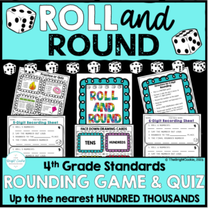 4th Grade Rounding Game, Partner Activity & Quiz