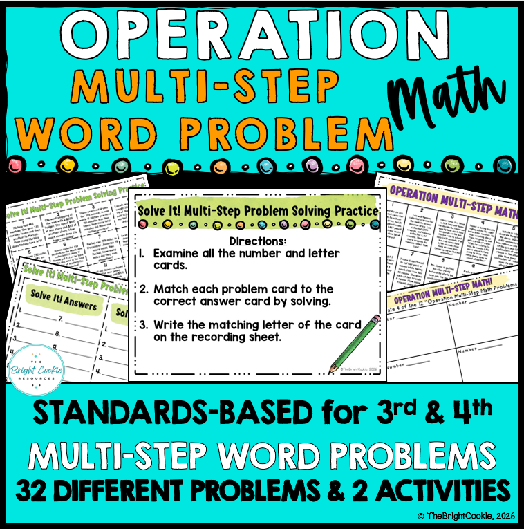 Multi Step Word Problems Practice 3rd and 4th Grade