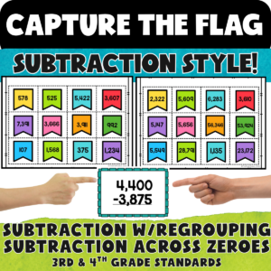 Capture the Flag Game- Subtraction Regrouping & Across Zeros