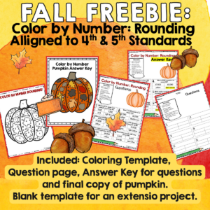 Fall Rounding Color by Number | 4th & 5th Grade Place Value Math Activity FREE!!