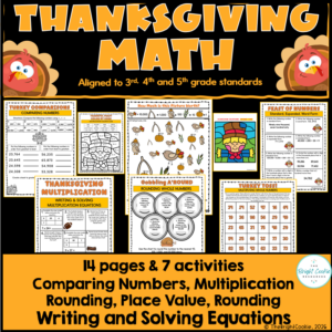 Thanksgiving Math Activities 3rd 4th 5th Grade | Multiplication & Place Value